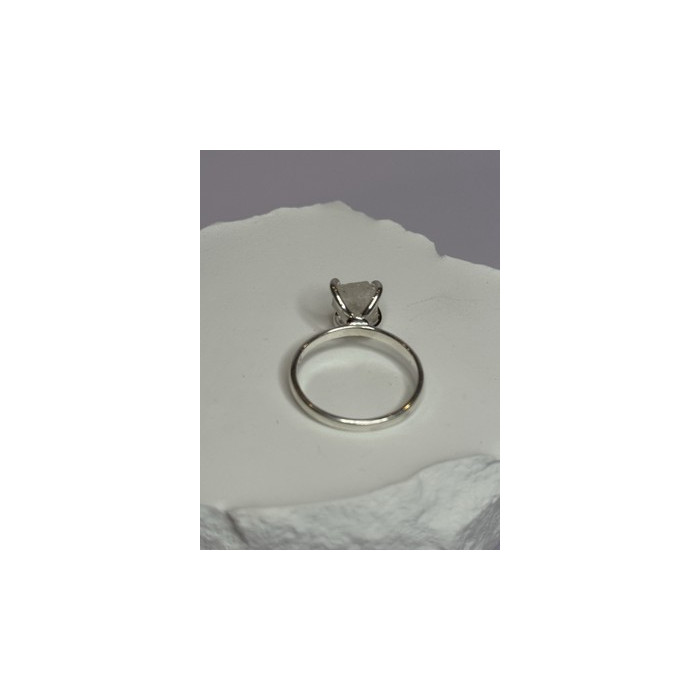 925 Sterling Silver Raw & Rough-Cut Diamond Ring Size 6.5