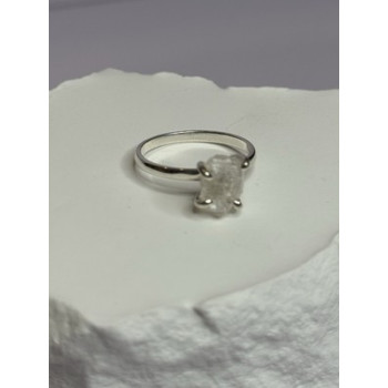 925 Sterling Silver Raw & Rough-Cut Diamond Ring Size 6.5