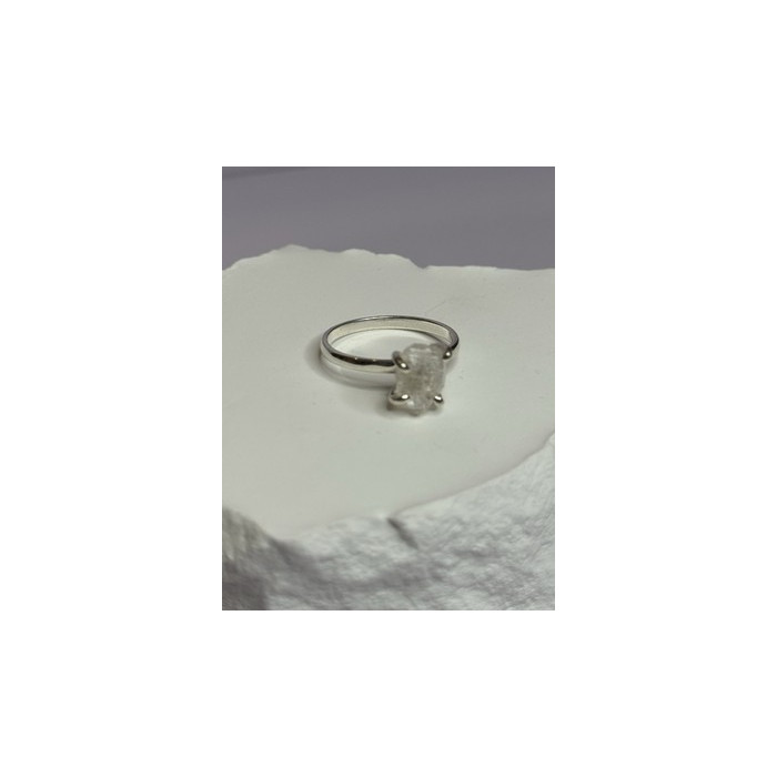 925 Sterling Silver Raw & Rough-Cut Diamond Ring Size 6.5