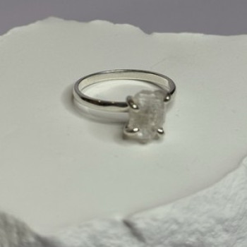 925 Sterling Silver Raw & Rough-Cut Diamond Ring Size 6.5