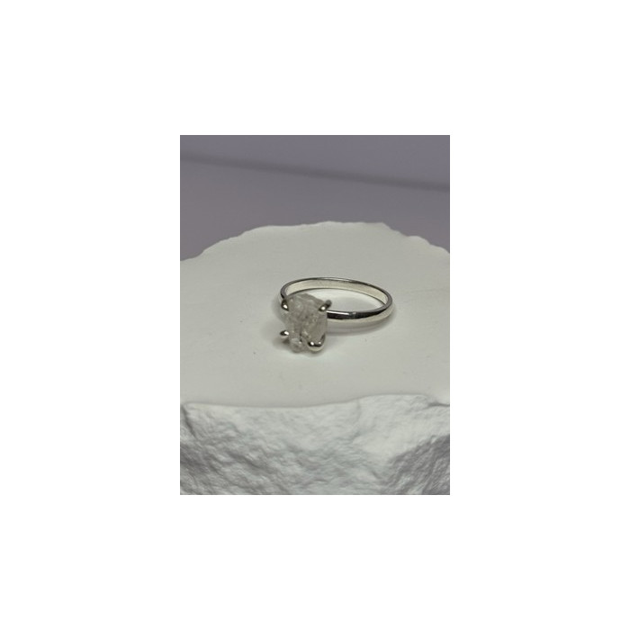 925 Sterling Silver Raw & Rough-Cut Diamond Ring Size 6.5