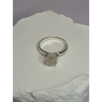 925 Sterling Silver Raw & Rough-Cut Diamond Ring Size 6.5