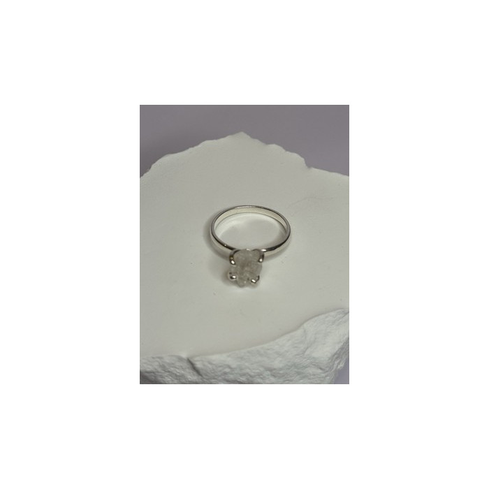 925 Sterling Silver Raw & Rough-Cut Diamond Ring Size 6.5