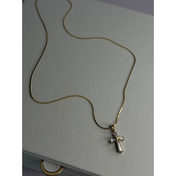 925 Sterling Silver Gold Plated White Topaz Cross Necklace
