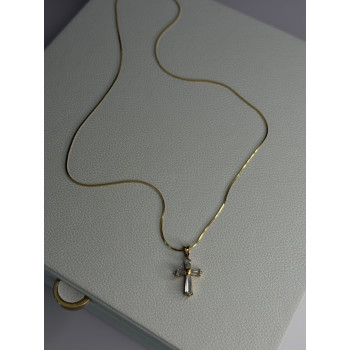 925 Sterling Silver Gold Plated White Topaz Cross Necklace