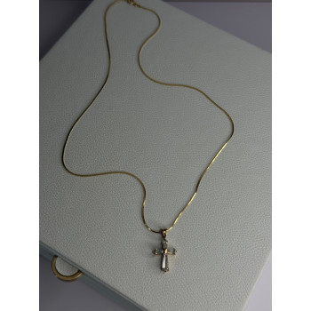 925 Sterling Silver Gold Plated White Topaz Cross Necklace