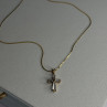 925 Sterling Silver Gold Plated White Topaz Cross Necklace