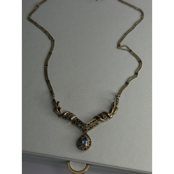 Elegant 925 Sterling Silver Blue Topaz & Marcasite Necklace