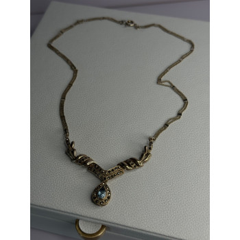 Elegant 925 Sterling Silver Blue Topaz & Marcasite Necklace