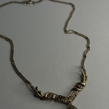 Elegant 925 Sterling Silver Blue Topaz & Marcasite Necklace