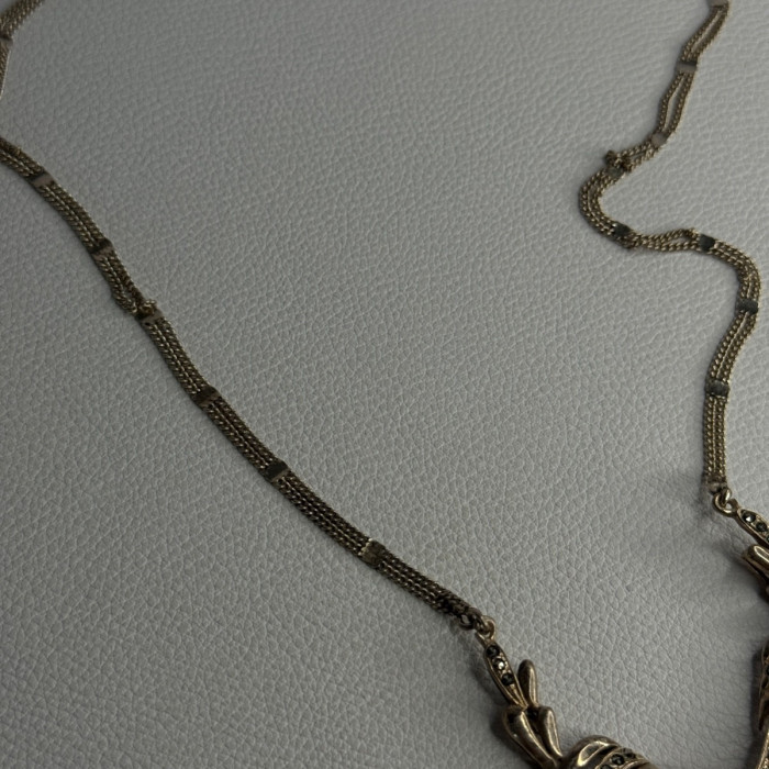 Elegant 925 Sterling Silver Blue Topaz & Marcasite Necklace