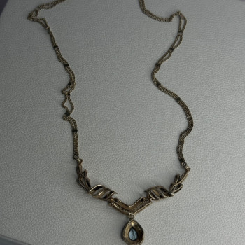 Elegant 925 Sterling Silver Blue Topaz & Marcasite Necklace