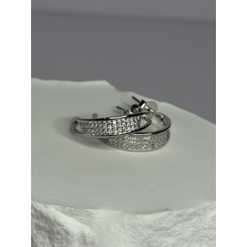 925 Sterling Silver Elegant CZ Earrings Length 0.76