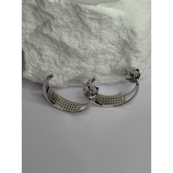 925 Sterling Silver Elegant CZ Earrings Length 0.76