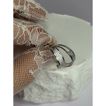 925 Sterling Silver Elegant CZ Earrings Length 0.76