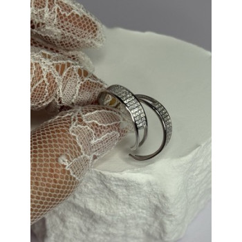 925 Sterling Silver Elegant CZ Earrings Length 0.76