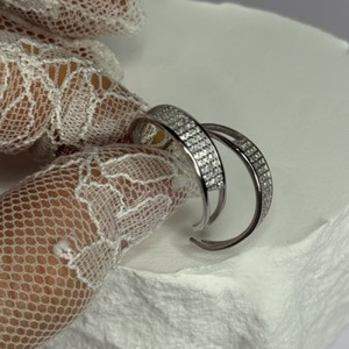 925 Sterling Silver Elegant CZ Earrings Length 0.76