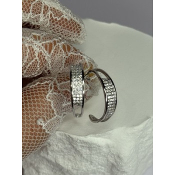 925 Sterling Silver Elegant CZ Earrings Length 0.76