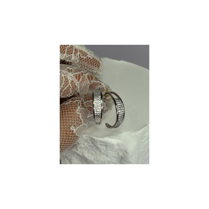 925 Sterling Silver Elegant CZ Earrings Length 0.76