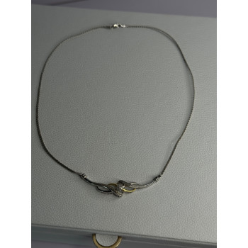 Elegant 925 Sterling Silver Gold Plated Part Diamond Necklace