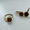 925 Sterling Silver Gold Plated Garnet & CZ Jewelry Set Turkey