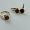 925 Sterling Silver Gold Plated Garnet & CZ Jewelry Set Turkey