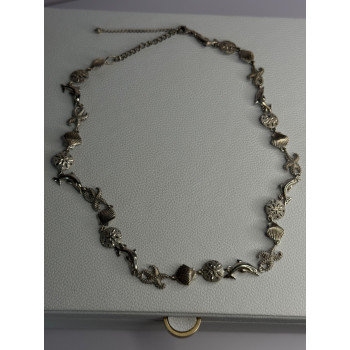 925 Sterling Silver Ocean Style Necklace Length 21/ 19 Inch