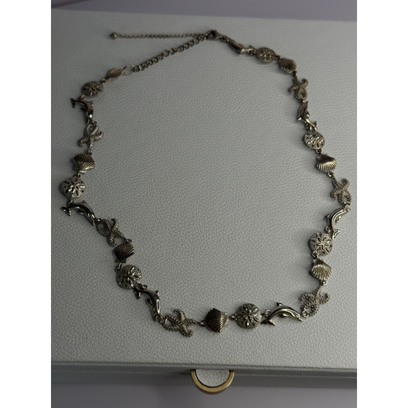 925 Sterling Silver Ocean Style Necklace Length 21/ 19 Inch