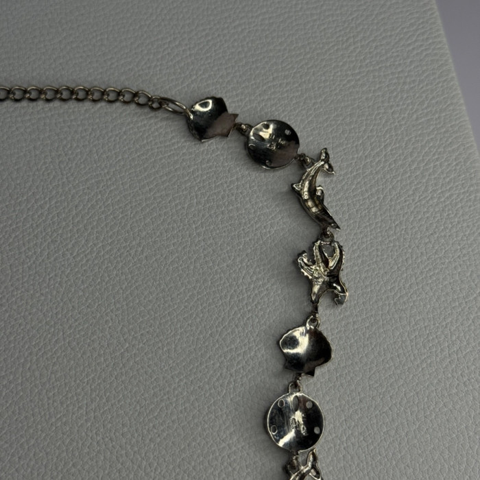 925 Sterling Silver Ocean Style Necklace Length 21/ 19 Inch