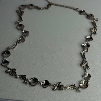 925 Sterling Silver Ocean Style Necklace Length 21/ 19 Inch