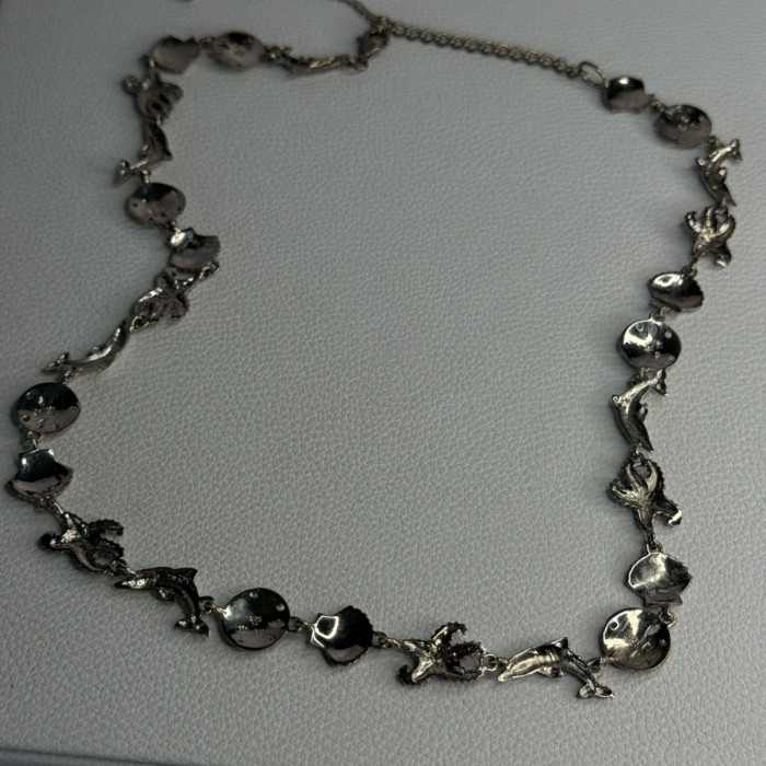 925 Sterling Silver Ocean Style Necklace Length 21/ 19 Inch
