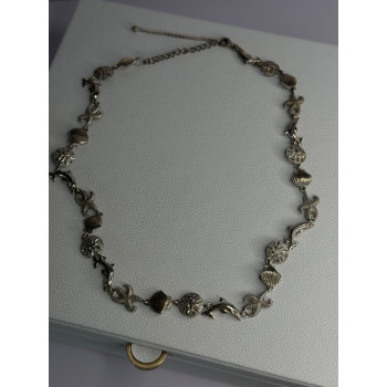 925 Sterling Silver Ocean Style Necklace Length 21/ 19 Inch