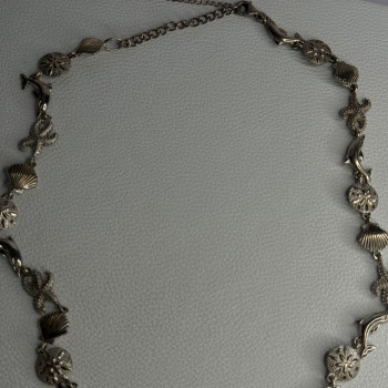 925 Sterling Silver Ocean Style Necklace Length 21/ 19 Inch