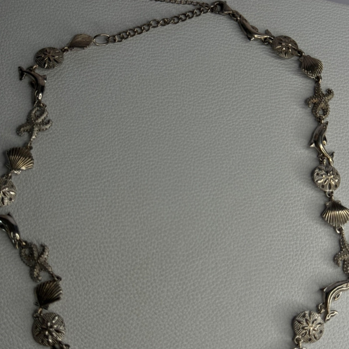 925 Sterling Silver Ocean Style Necklace Length 21/ 19 Inch