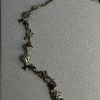 925 Sterling Silver Ocean Style Necklace Length 21/ 19 Inch