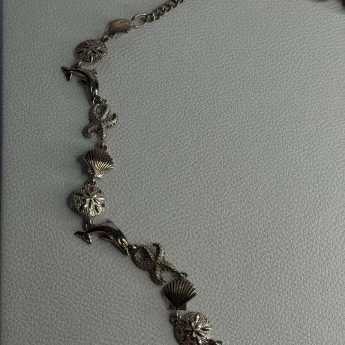 925 Sterling Silver Ocean Style Necklace Length 21/ 19 Inch