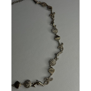 925 Sterling Silver Ocean Style Necklace Length 21/ 19 Inch