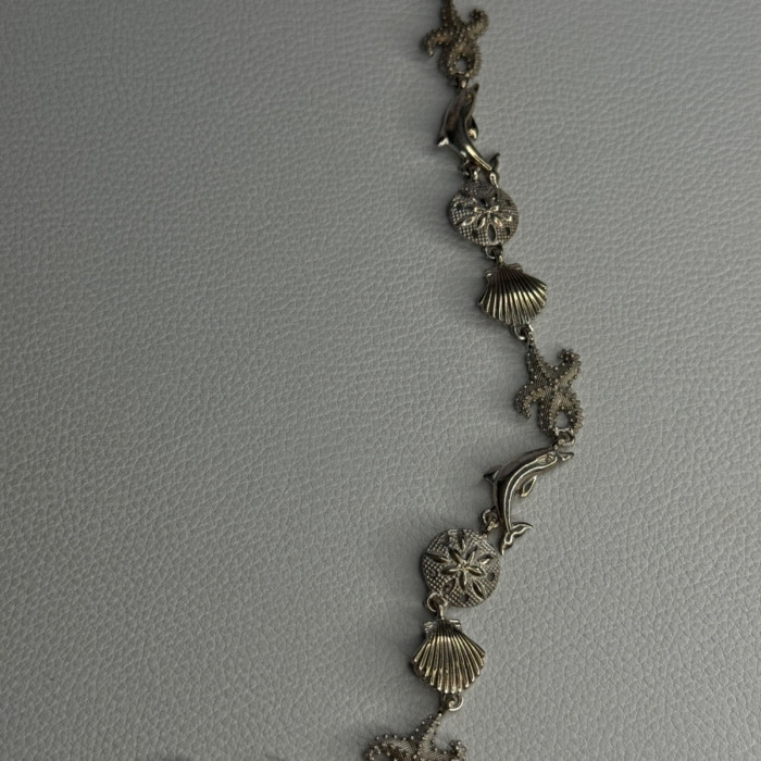 925 Sterling Silver Ocean Style Necklace Length 21/ 19 Inch
