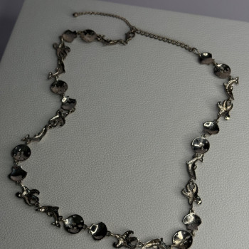 925 Sterling Silver Ocean Style Necklace Length 21/ 19 Inch