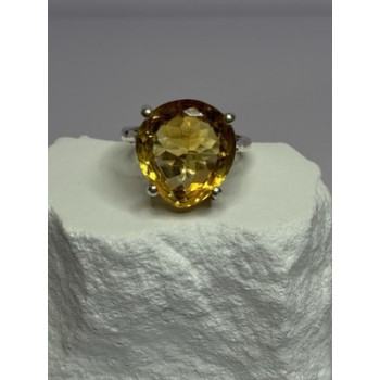 925 Sterling Silver Citrine Ring Size 7