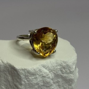 925 Sterling Silver Citrine Ring Size 7