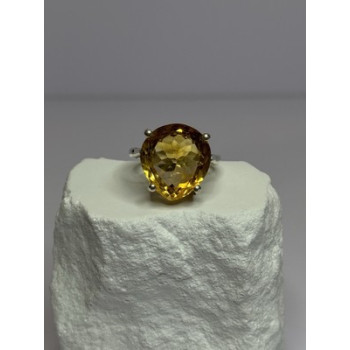 925 Sterling Silver Citrine Ring Size 7