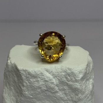 925 Sterling Silver Citrine Ring Size 7