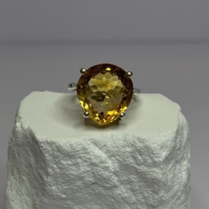 925 Sterling Silver Citrine Ring Size 7