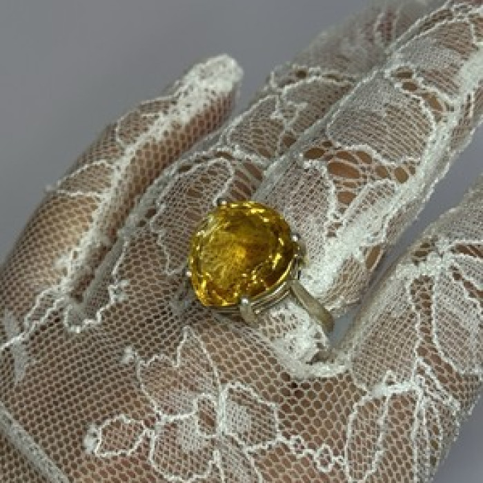 925 Sterling Silver Citrine Ring Size 7