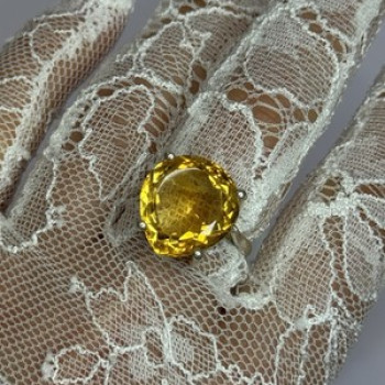 925 Sterling Silver Citrine Ring Size 7