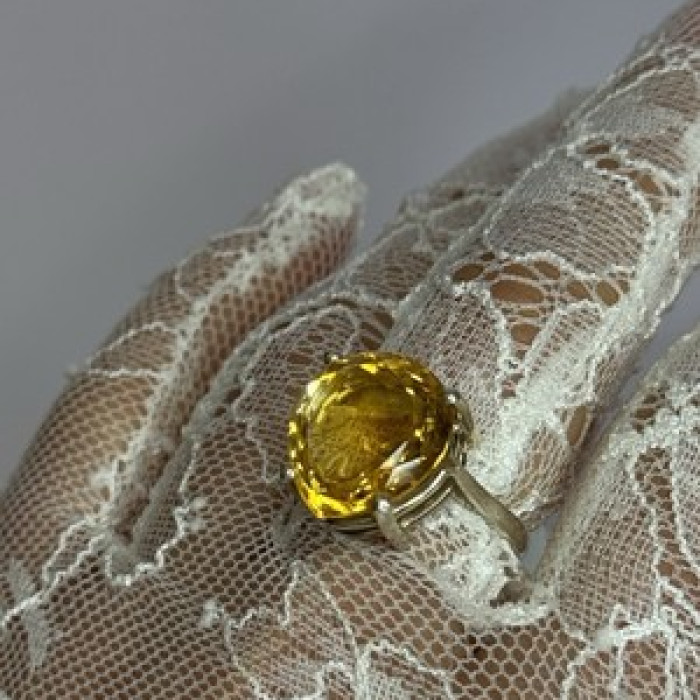925 Sterling Silver Citrine Ring Size 7