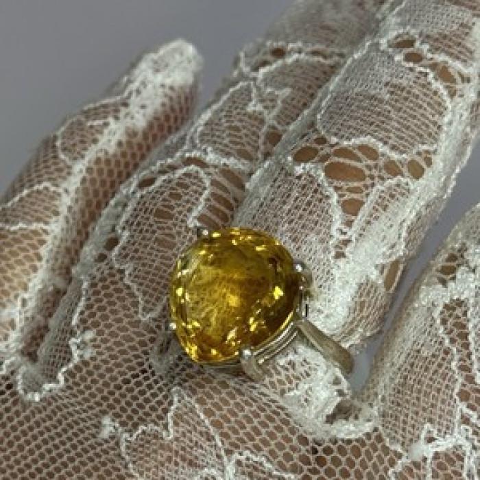 925 Sterling Silver Citrine Ring Size 7