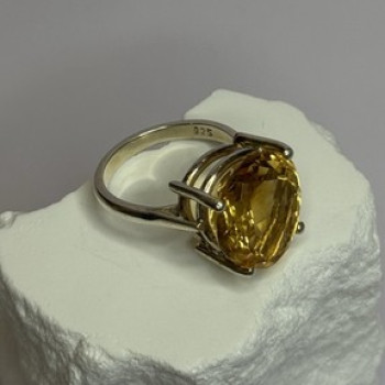 925 Sterling Silver Citrine Ring Size 7