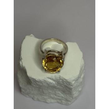 925 Sterling Silver Citrine Ring Size 7